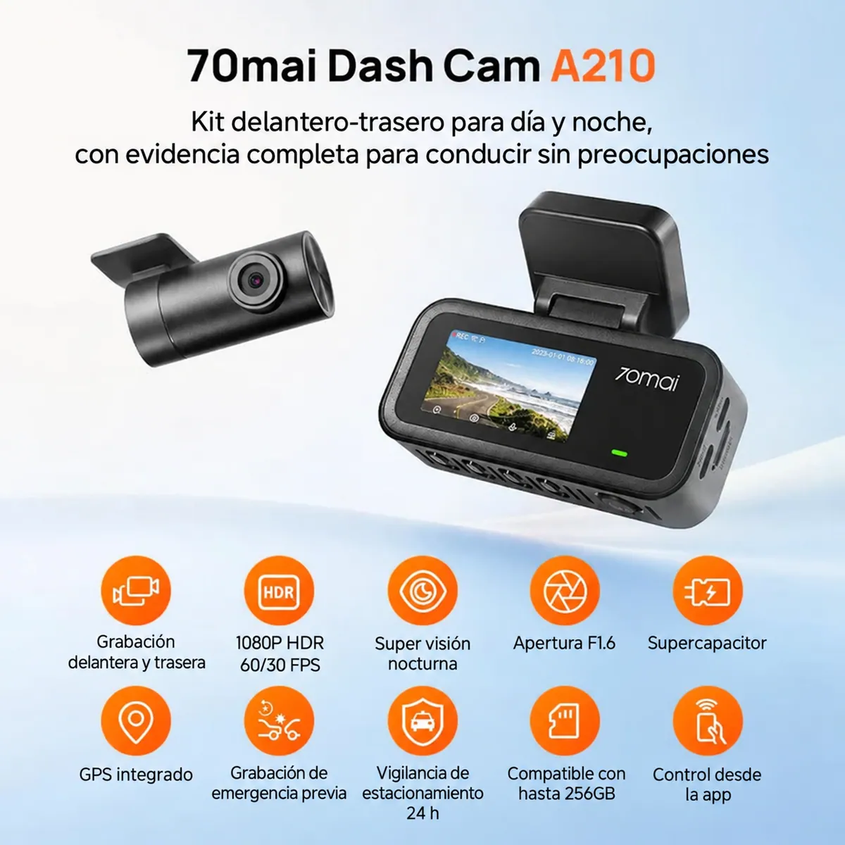 70mai A210 con cámara trasera, foto 4 de 8